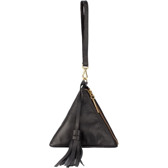 Clutch de couro liso Manu Preto