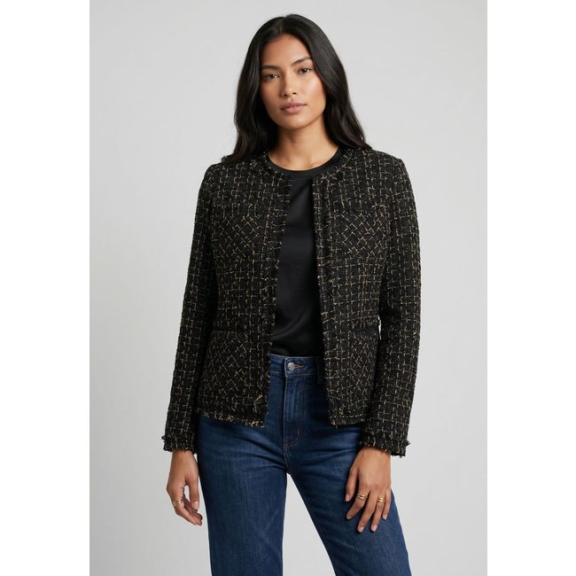 Blazer Feminino Facinelli Tweed Fios Dourados Preto