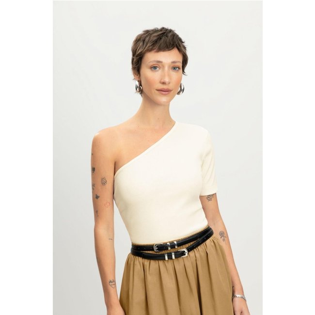Blusa feminina ombro único Essendi -Branco Branco