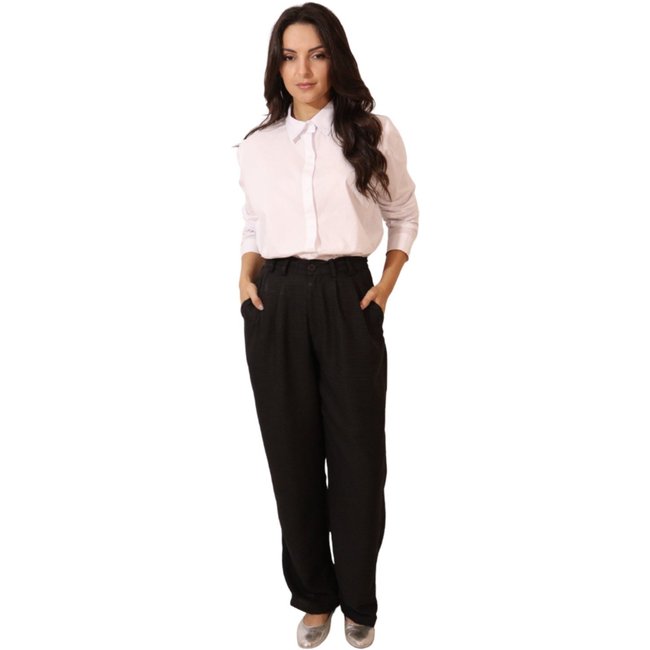 Calça Feminina Pregas Alfaiataria Operarock - Preta