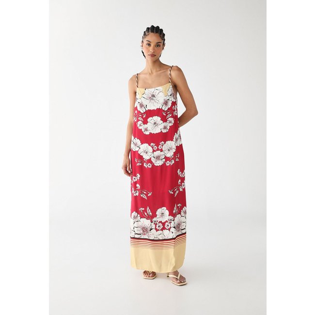 Vestido Longo Feminino Lez a Lez Rayon Bali Floral Vermelho