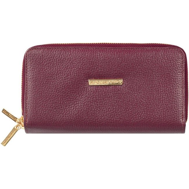 Carteira feminina de couro liso Tinna 10x19cm - Merlot