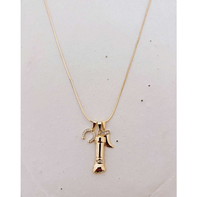 Colar Longo Figa Banho Ouro