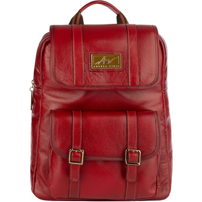 Mochila de couro liso Trip - Vermelho