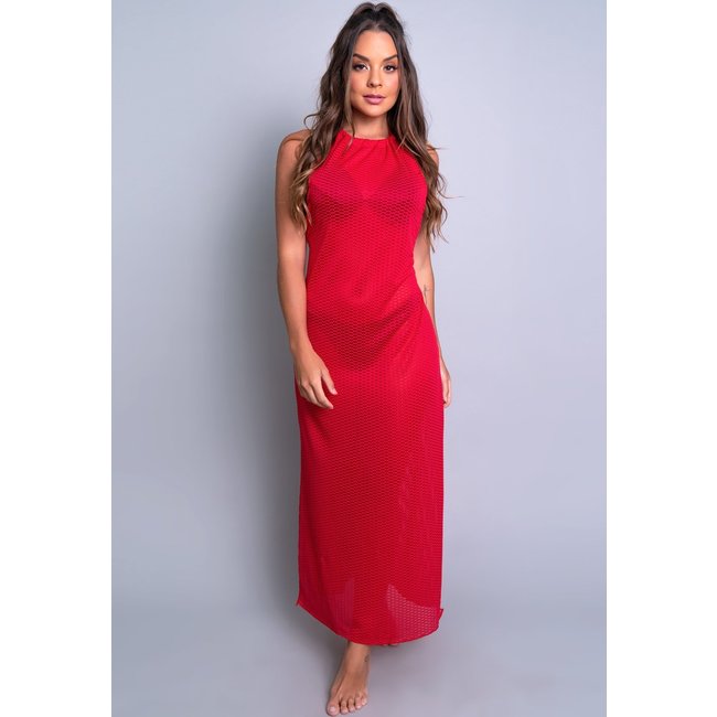 Saída De Praia MVB Modas Longa Vestido Moda Praia Vermelho