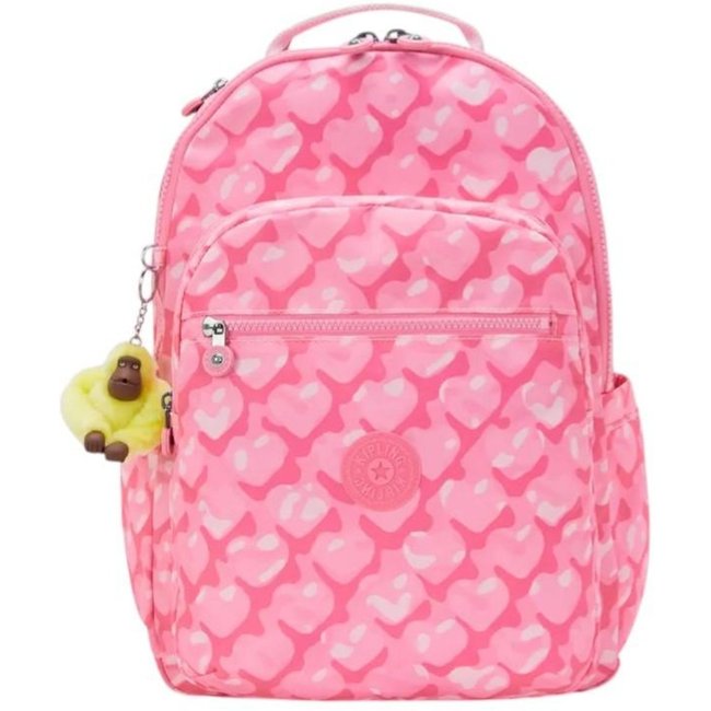 Mochila Kipling Seoul Estampado Adorable Hearts Rosa