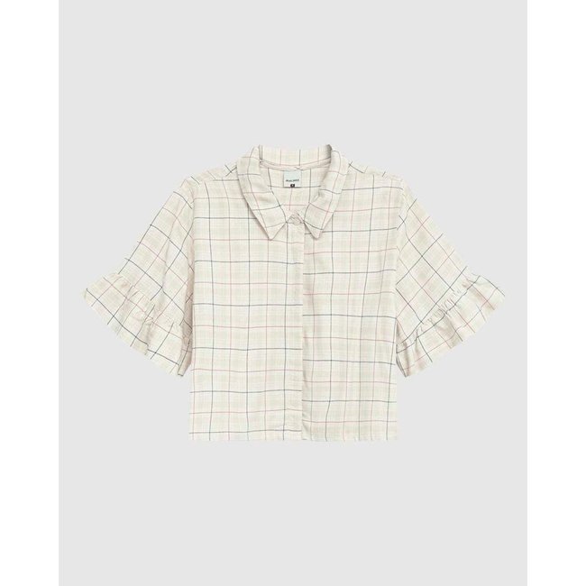 Camisa Cropped Feminina Manga Com Babado Em Viscose
