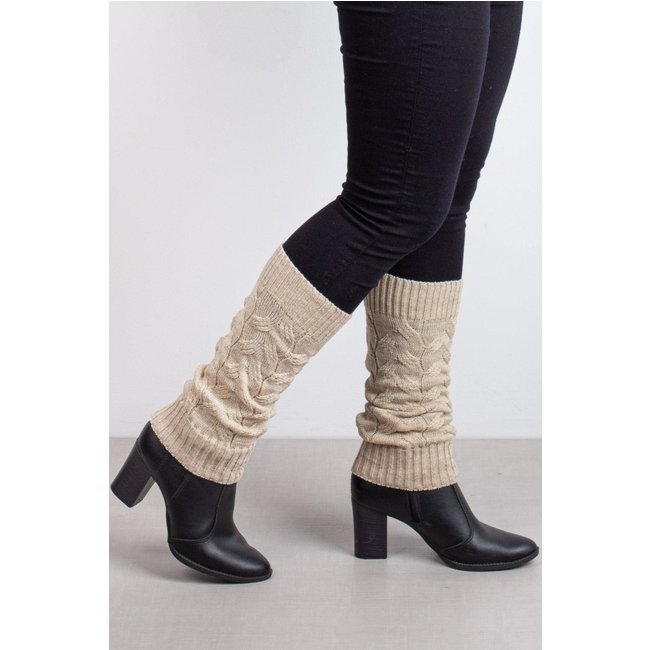 Polaina Enluaze Feminina De Malha Tricô Para Inverno - Cru
