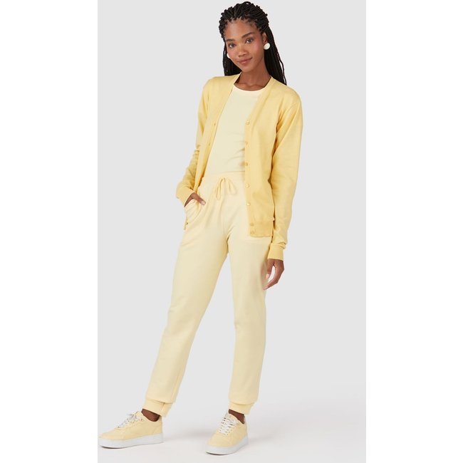 Calça Básica Feminina Bolsos Laterais Em Moletom Stretch Flanelado