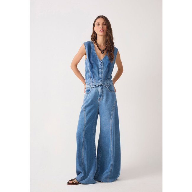 Calça Feminina Dress To Pantalona Azul