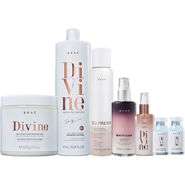 Brae Divine Shampoo 1L Mascara 500g Serum 60ml 2 Ampolas 13ml Beauty Sleep 100ml e So Fresh 150ml