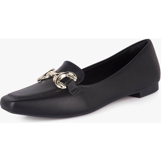 Mocassim Feminino Takata Sapato Bico Quadrado Bridão Abs Metal Preto