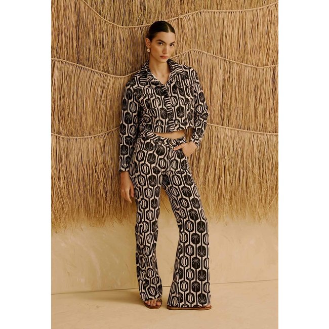 Calça Sarja Flare Estampada Cacau Palmer