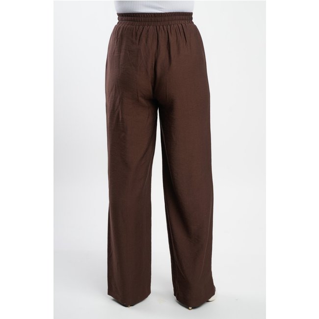 Calça Feminina Viscose Sh Fashion Pantalona Cintura Alta Cor Marrom
