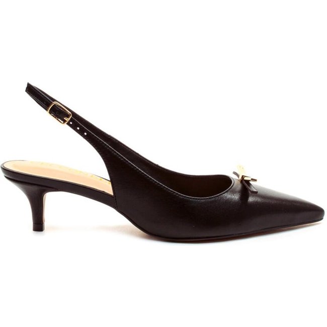 Slingback Couro Preto Salto Baixo Cecconello 2629013-1