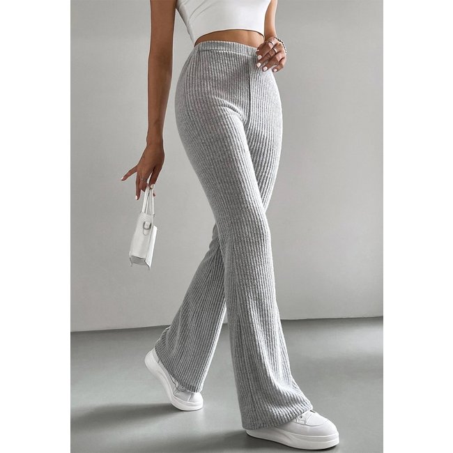 Calça Flare Diluxo Veludo Cotelê Cintura Alta Cinza