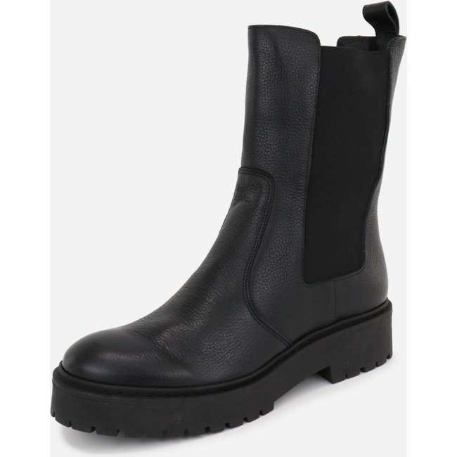 Bota Maria Paua Store Coturno Chelsea Feminina Couro Cano Médio Conforto Preto