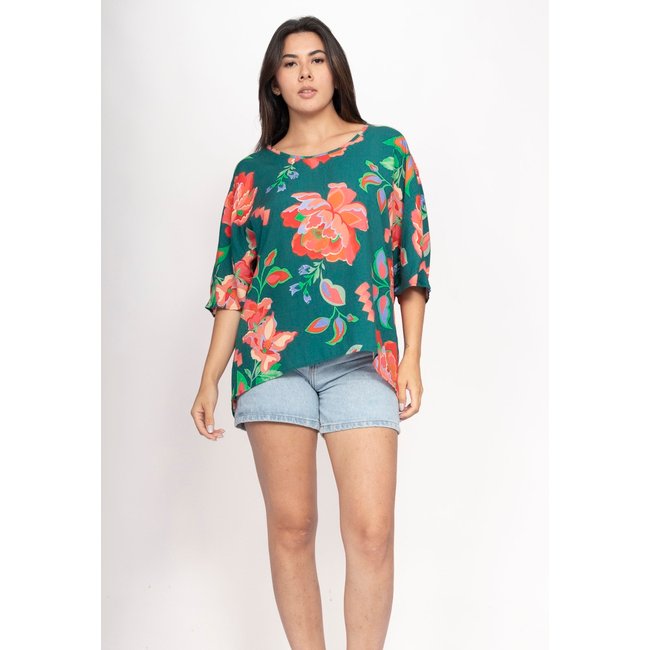 Blusa CabanaFree Morcego Ampla Tangará Explosão Floral