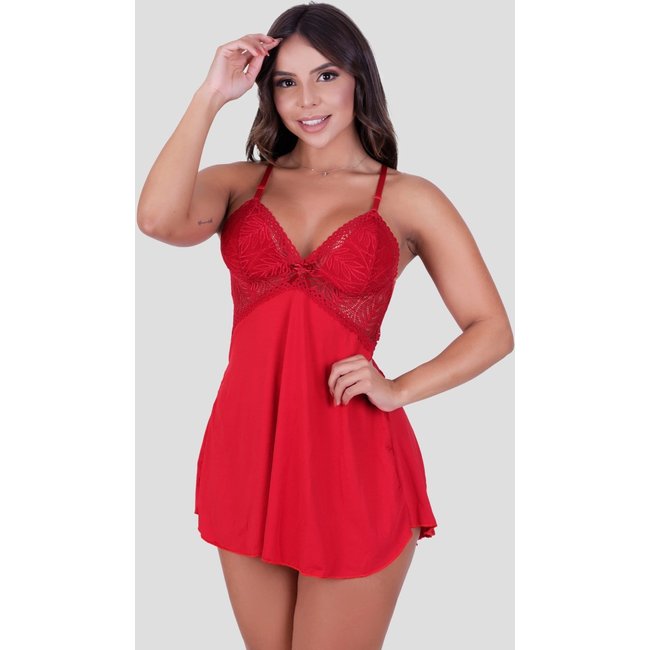 Camisola Decote Costas com Renda MdMix Vermelha
