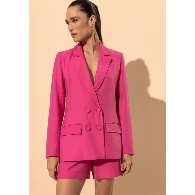 Blazer De Mangas Longas Com Lapelas E Botões Forrados