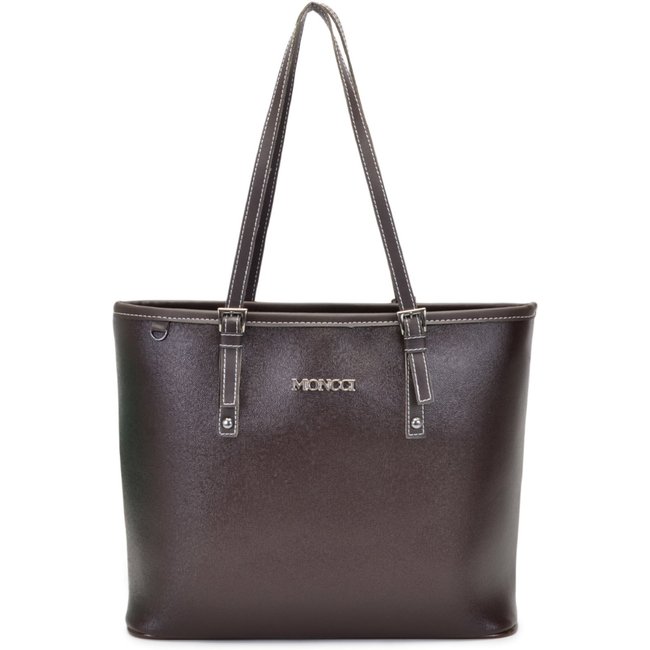 Bolsa Feminina Moncci Grande Ombro Forrada Fivela Roma Café