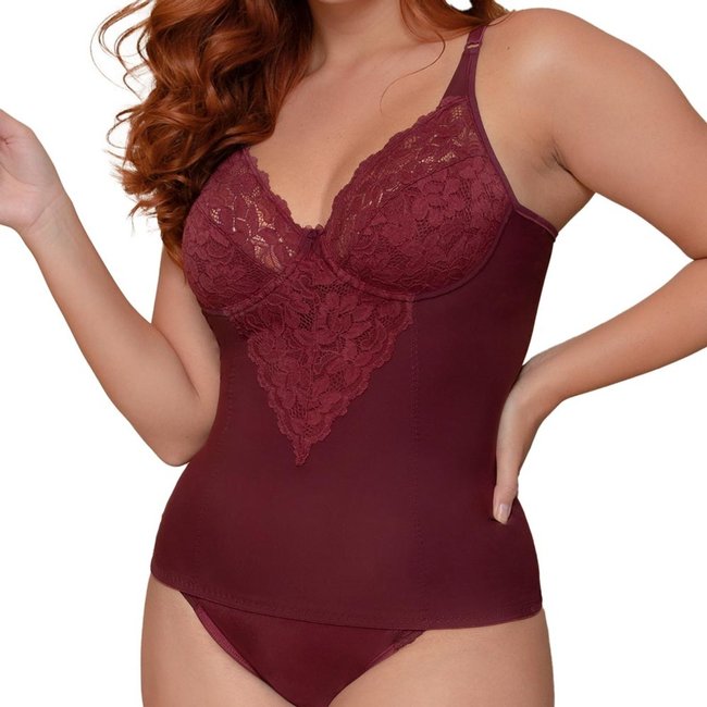 Camiseta Cinta Modeladora Dilady 139742 Com Renda VINHO