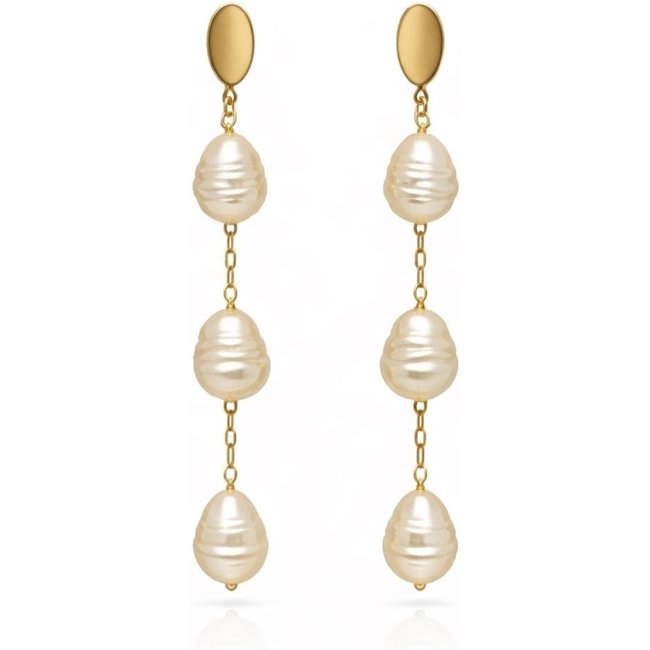 Brinco Pérolas Banhado a Ouro 18k