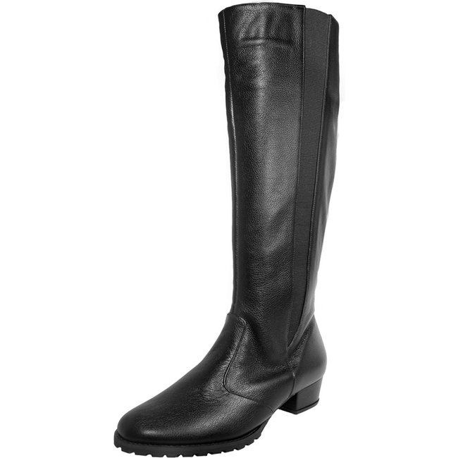 Bota Montaria Salto Baixo Grosso 3cm Cano Alto Bico Redondo Luiza Sobreira Preta Mod. 2211