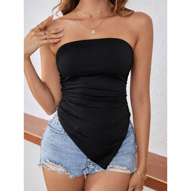 Blusa Feminina Tube Tomara Que Caia Assimétrica CKF Wear Preta