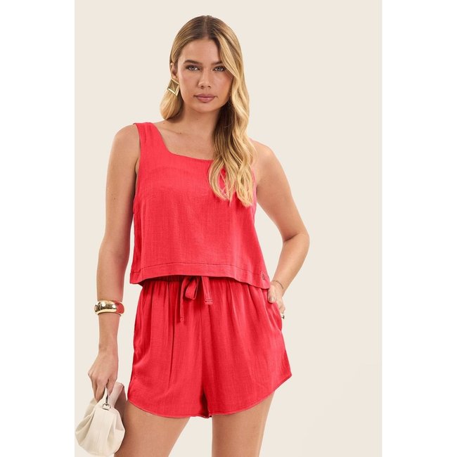 Regata Cropped Feminino Em Linho Endless Laranja