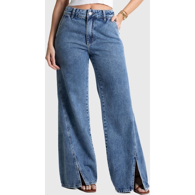 Calça Feminina Sawary Wide Leg Indigo Azul