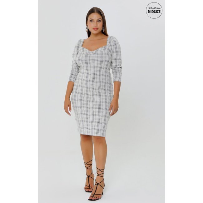 VESTIDO JUSTO XADREZ MAIS GATA Gatabakana