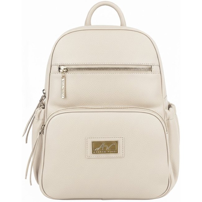 Mochila pequena de couro liso Zoey - Marfim