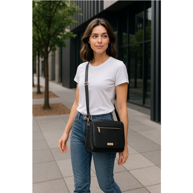 Bolsa Transversal Estruturada Cor Preto Acompanha Carteira Modelo JuJu da Marca Lefity