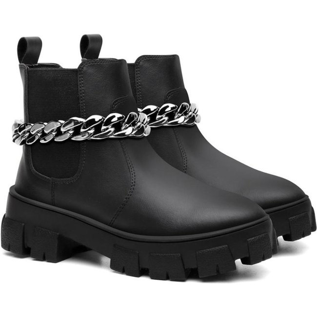 Bota Chelsea Feminina Corrente Onix Estilosa