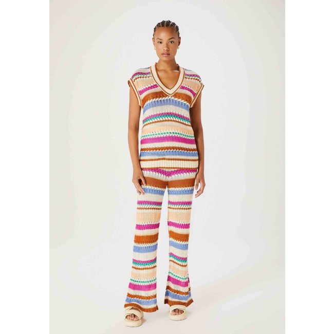 Calça Feminina Pantalona Em Tricô - Rosa