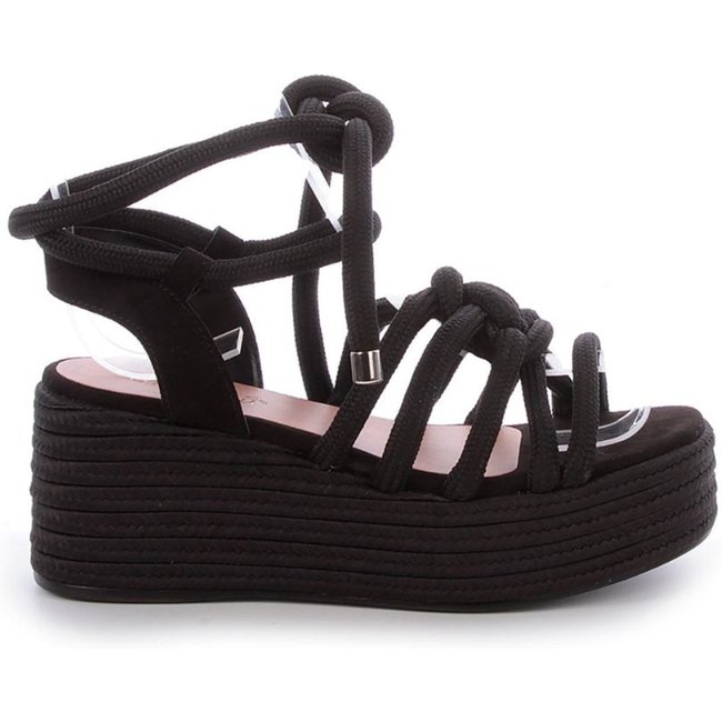Sandália Plataforma Corda Thaila Preto Preto
