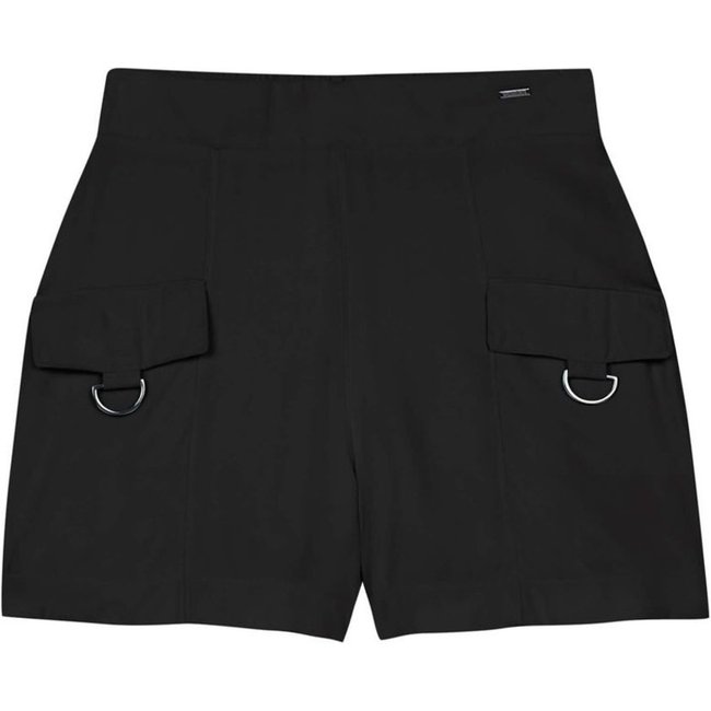 Short Feminino Bolsos Com Fivela Marialícia Preto