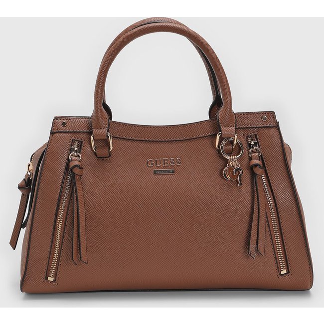 Bolsa Feminina Guess Grande Detalhes Metal Marrom