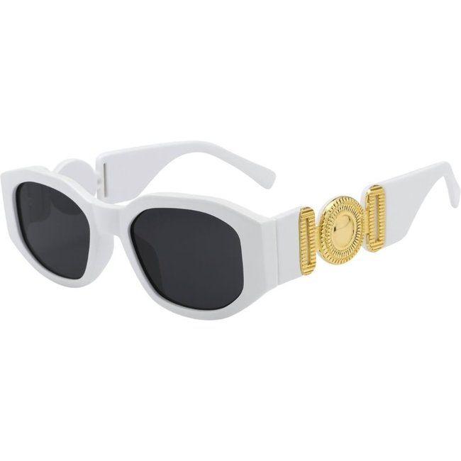 Óculos Design Luxuoso com Detalhe Dourado Branco