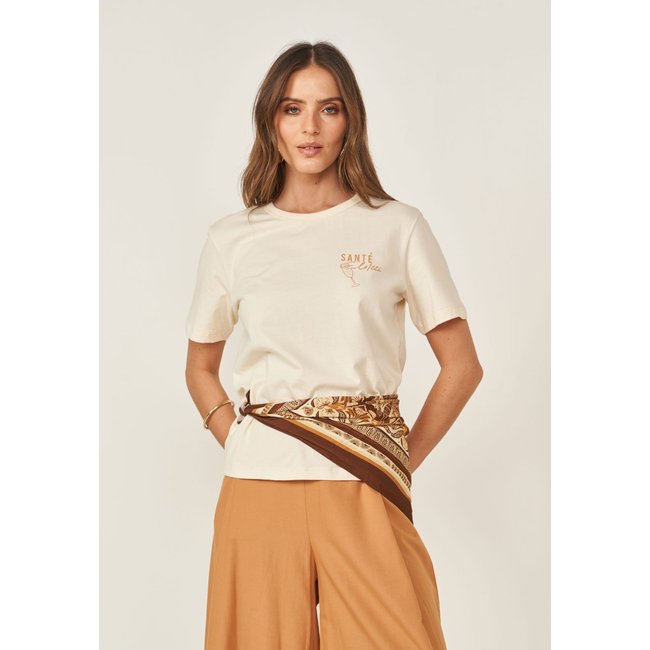Camiseta Feminina Colcci Estampa Santé Bege