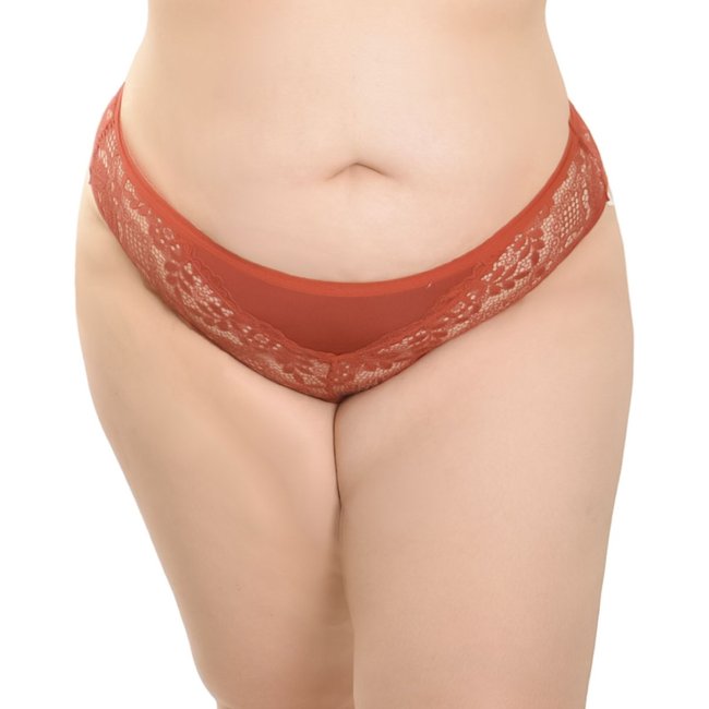 Calcinha Plus Size Larga Em Renda Floral Liebe