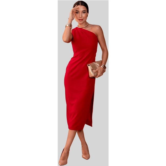 Vestido Miss e Misses Jussara MD Um Ombro SO C/Ziper Na Lateral Vermelho