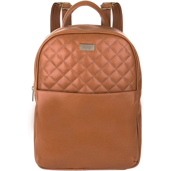 Mochila Fashion Cor Caramelo Marca Lefity Com Vários Bolsos