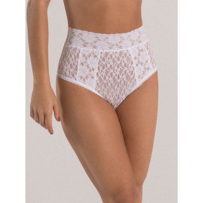 Calcinha Cintura Alta Renda Sweet Lace Branco Branco