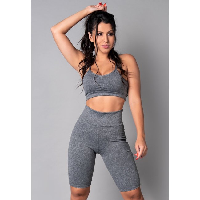 Bermuda MVB Modas Lisa Suplex Fitness Academia Cinza