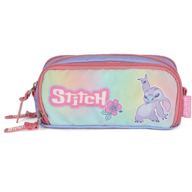 Infantil - Estojo Triplo Médio Stitch Disney Rosa