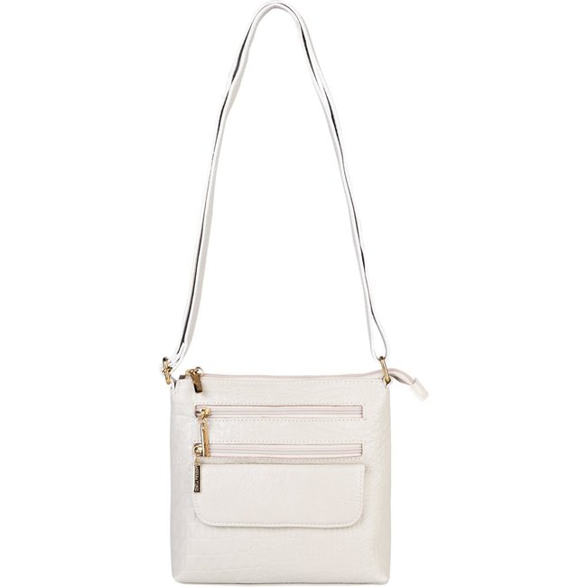 Bolsa transversal de couro croco Maura - Marfim
