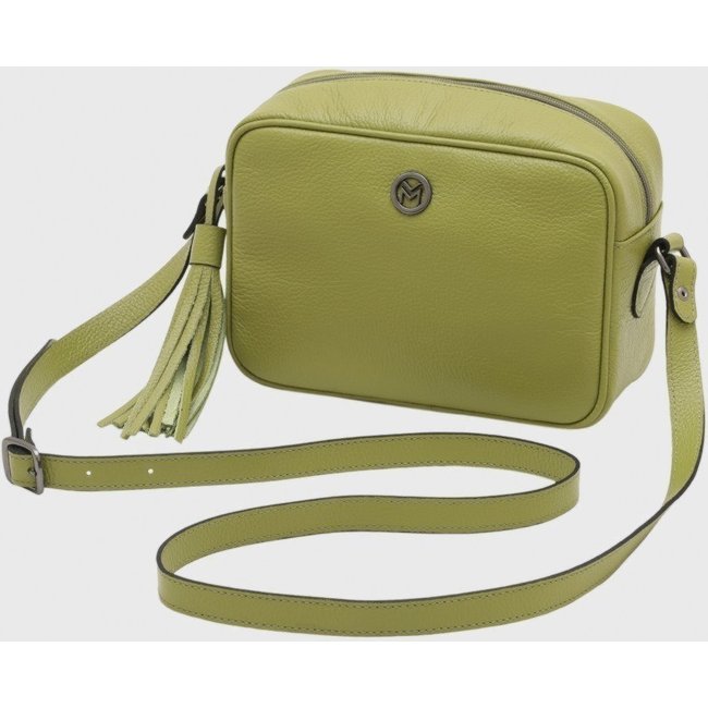 Bolsa Transversal de Couro Mariart Titânio Avocado