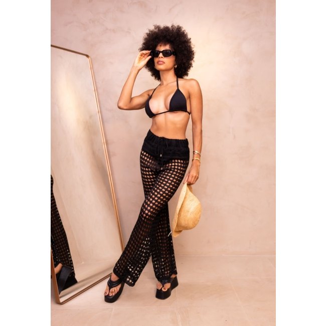 Calça Saída de Praia Tricôt Premium Amarry Preto